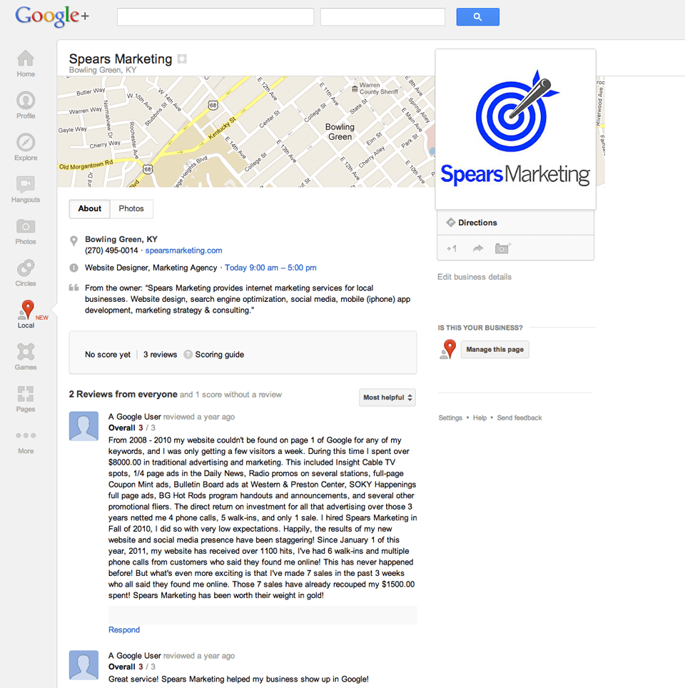 Google+ Local Page