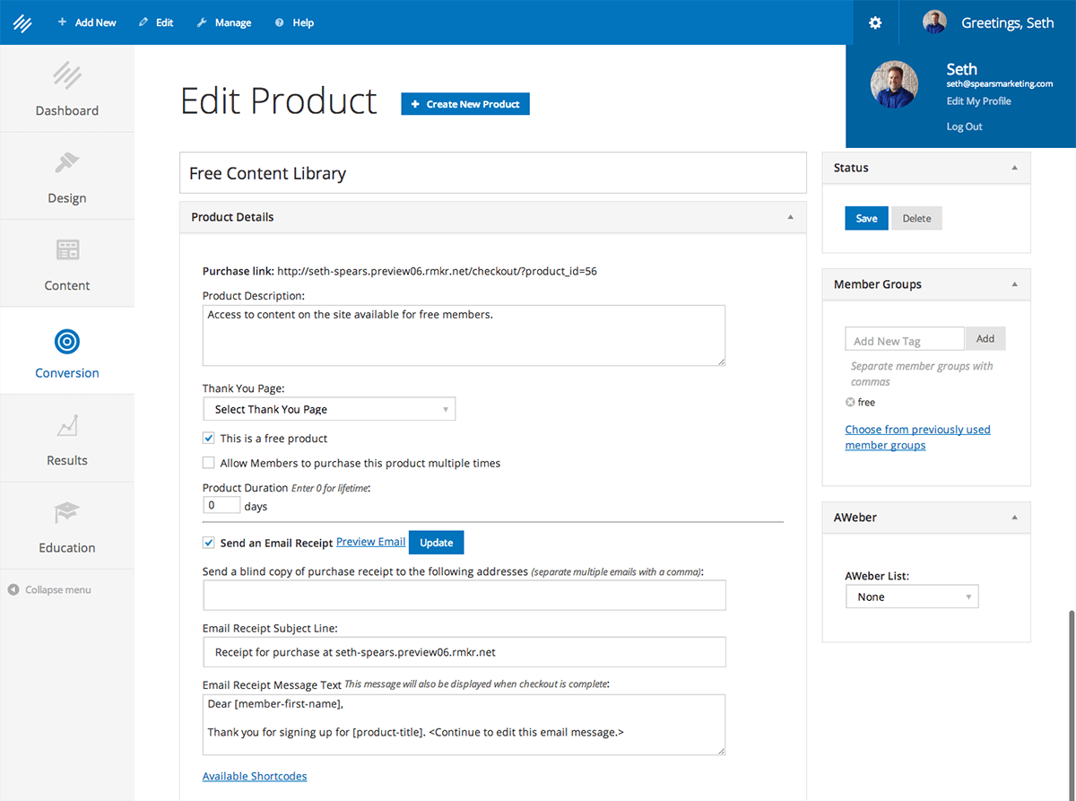Products editor
