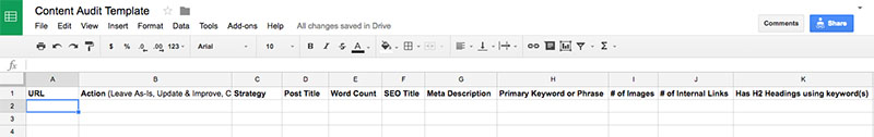 content audit template screenshot